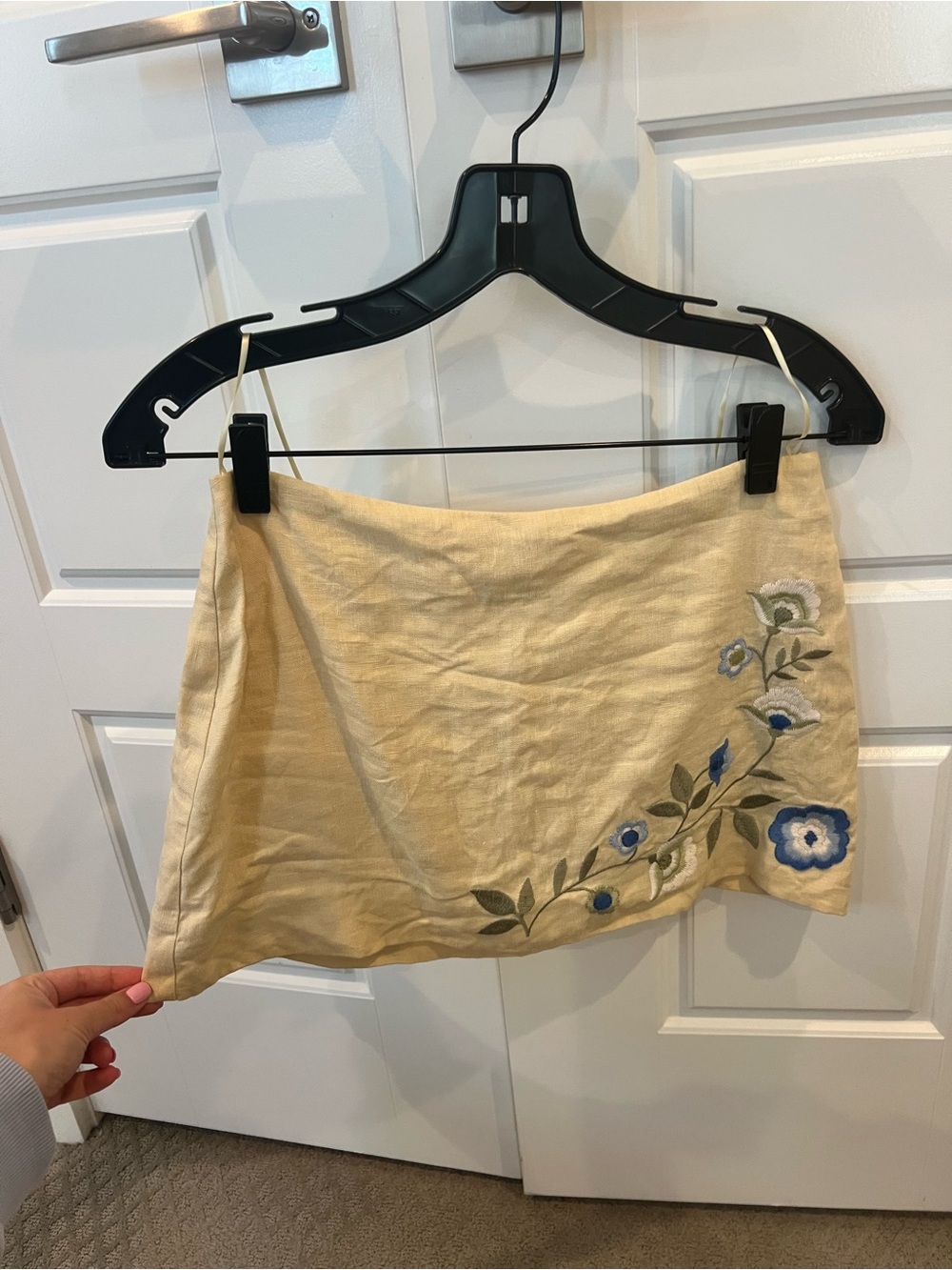 Reformation Juliet Yellow Linen Embroidered Floral Skirt Set - Picture 4 of 8